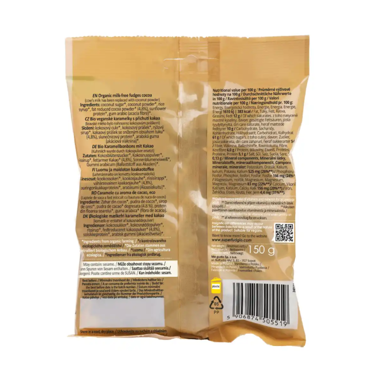 Organic vegetable sweets "Karvute" cocoa, 150g, SUPER FUDGIO