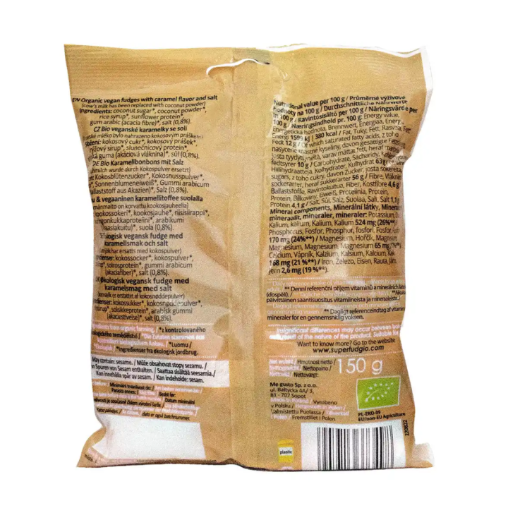 Organic vegetable sweets "Karvute" caramel with salt flavour, 150g, SUPER FUDGIO