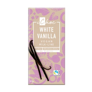 Органический белый шоколад WHITE VANILLA, 80 г, Ichoc