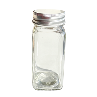Glass spice jar, 120 ml (large holes, metal lid)