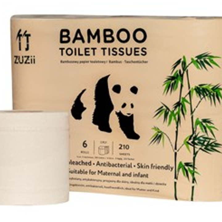 Kolmekihiline bambusest tualettpaber, 6 rulli