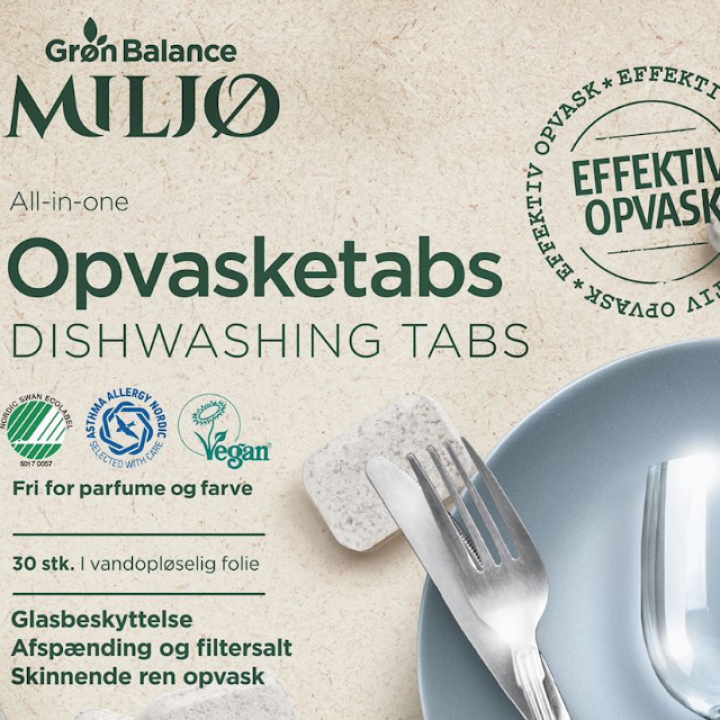 Ökoloogilised nõudepesumasina tabletid Grøn Balance, 30 tk