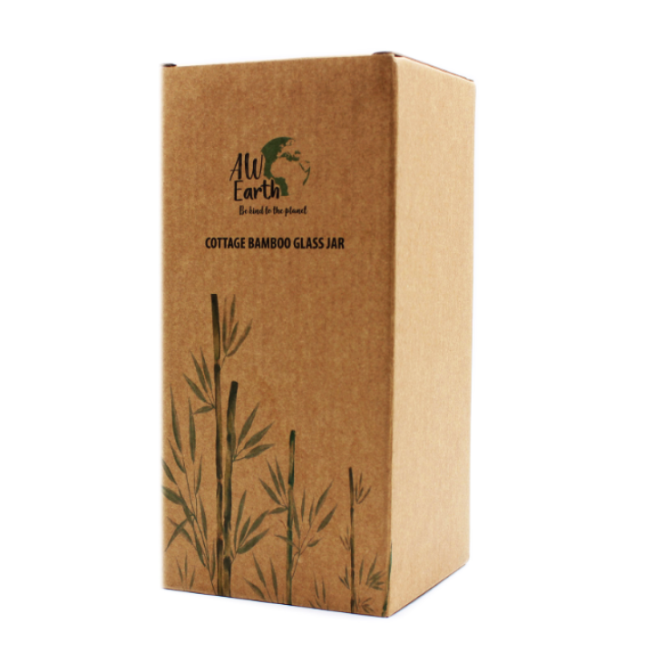 Stiilne bambuskaanega klaaspurk 9×15 cm, 800 ml