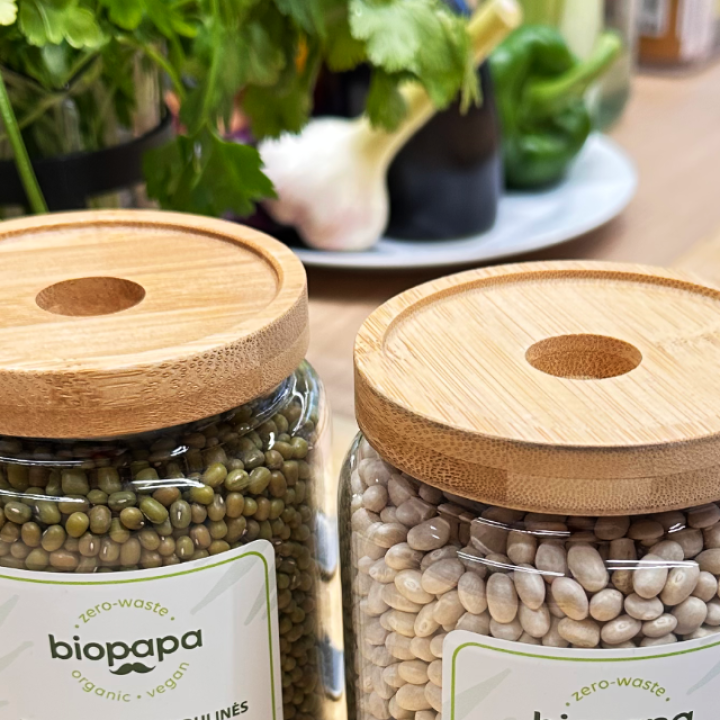 Stylish jar with bamboo lid - 9×15 cm, 850 ml