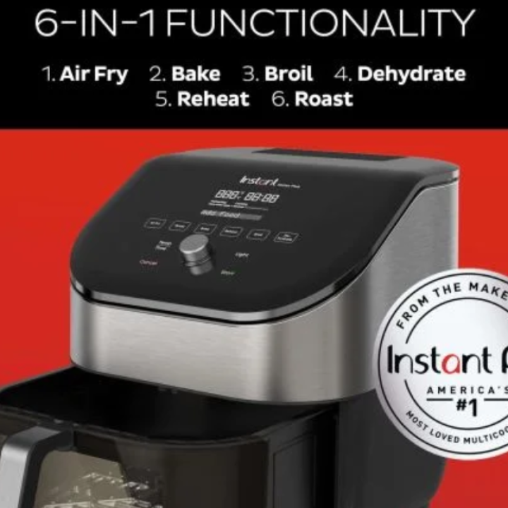 Instant Pot® Vortex® Plus 6QT nerūdijančio plieno oro gruzdintuvė su ClearCook ir OdorErase (5,7L)