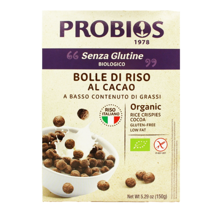 Organic gluten-free rice crisps with cocoa, 150 g