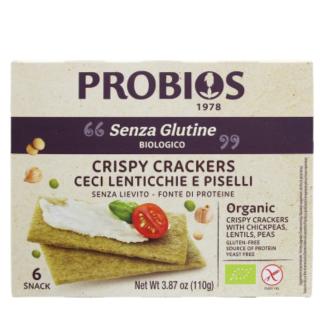 Organic crispy crackers with chickpeas, lentils, peas 110g
