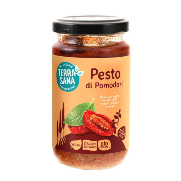 Organic sun-dried tomato spread Pesto di Pomodori, 180 g, TERRASANA