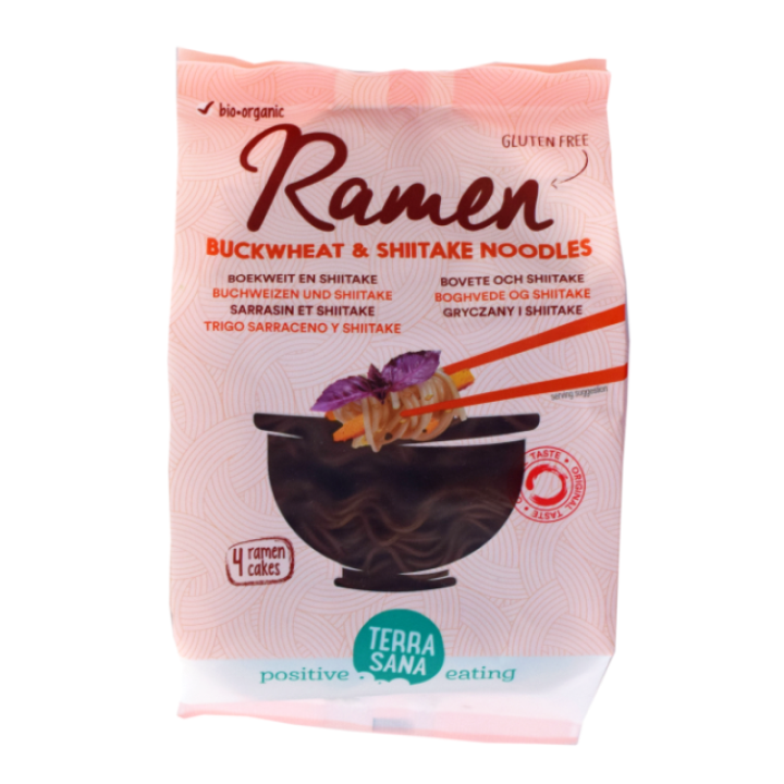 Organic Ramen noodles with buckwheat and shiitake mushrooms, gluten-free, 280 g (4 pieces), TERRASANA