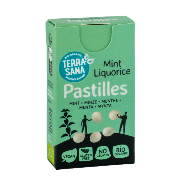 Organic liquorice mint pastilles, 25 g, TERRASANA