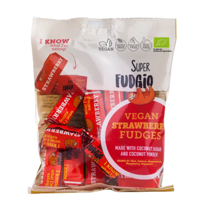 Organic vegetable sweets "Karvutė" strawberry flavour, 150g, SUPER FUDGIO