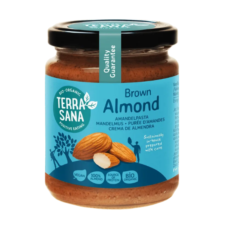 Organic crunchy almond nut cream, 250 g, TERRASANA