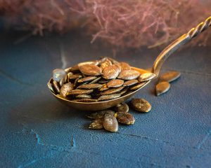 Green organic pumpkin seeds