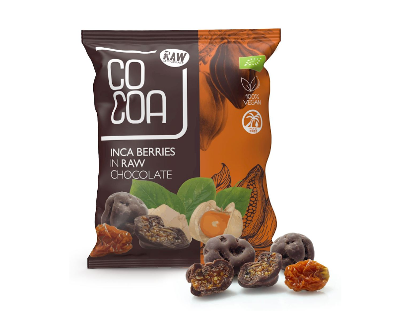 Mahe-inka marjad tumedas tooršokolaadis Cocoa, 70 g Органический физалис, покрытый черным шоколадом COCOA, 70 г — изображение 1