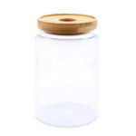 Стильная стеклянная банка с бамбуковой крышкой 9×15 см, 850 мл