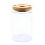 Stylish glass jar with bamboo lid 9×15 cm, 850 ml