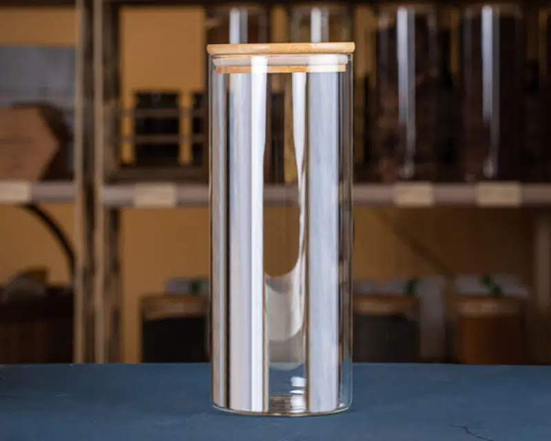 Bambuskaanega_klaasanum_lahtiste_toodete_jaoks_10×25cm_umbes_1.6L Bambuskaanega klaasanum lahtiste toodete jaoks (10 × 25 cm, umbes 1,6 L) - Image 1