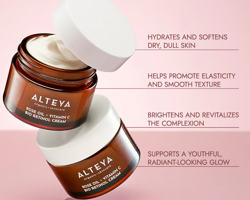 Luminous Rose Bio Retinol Органический крем для лица Масло розы + витамин C Alteya, 50 мл — изображение 2