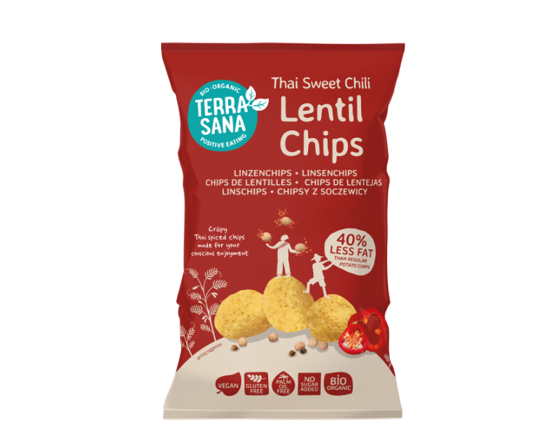 Mahe_laatse_ja_magusa_tsilli_kropsud_Terrasana_75g Органические чипсы из чечевицы и сладкого чили Terrasana, 75 г. — изображение 1