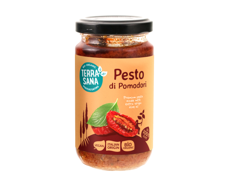 organicheskiy-spred-iz-vyalenykh-tomatov-pesto-di-pomodori-terrasana-180g Органический спред из вяленых томатов Pesto di Pomodori, 180 г, TERRASANA — изображение 1